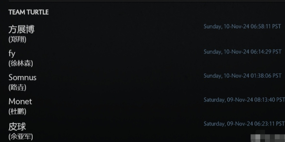《dota2》ESLONE曼谷2024老龟成员一览